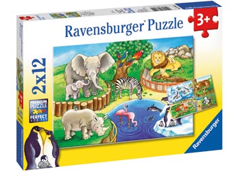 RAVENSBURGER - ANIMALS IN THE ZOO 2X12 PIECE PUZZLE