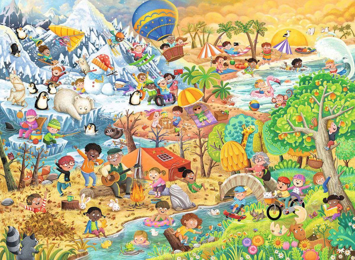 RAVENSBURGER FOUR SEASONS OF FUN 100 PIECE PUZZLE - Image 2