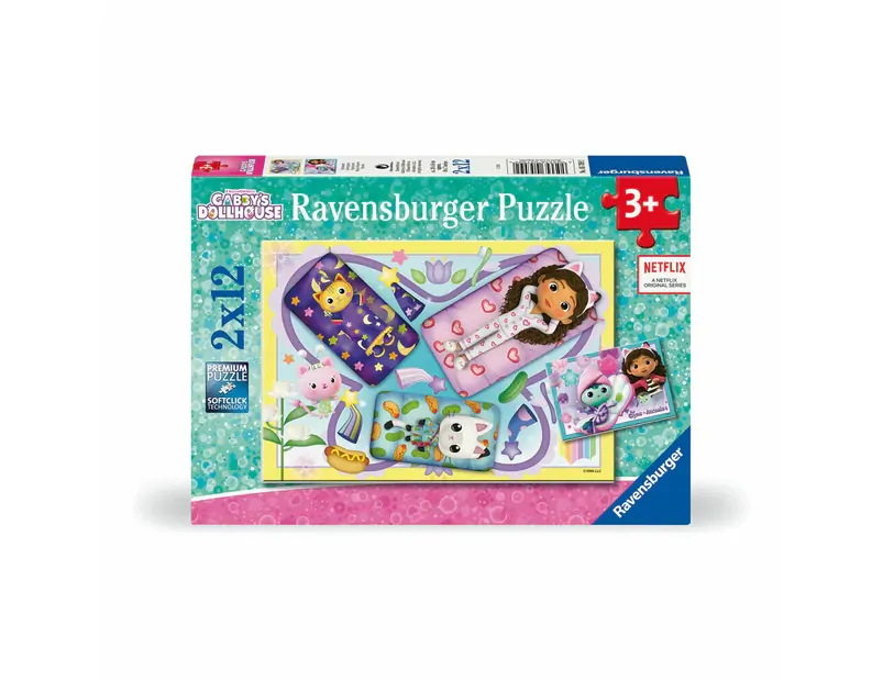 RAVENSBURGER - GABBYS DOLLHOUSE MAGICAL SLEEPOVER 2X12 PIECE PUZZLE