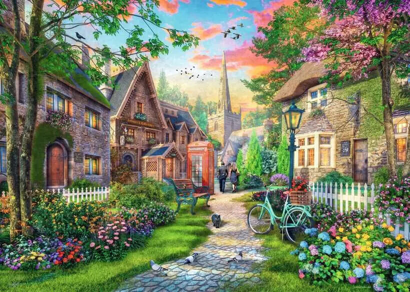 RAVENSBURGER PUZZLE - CHURCH LANE 1000 PIECE - DOWN THE LANE SERIES