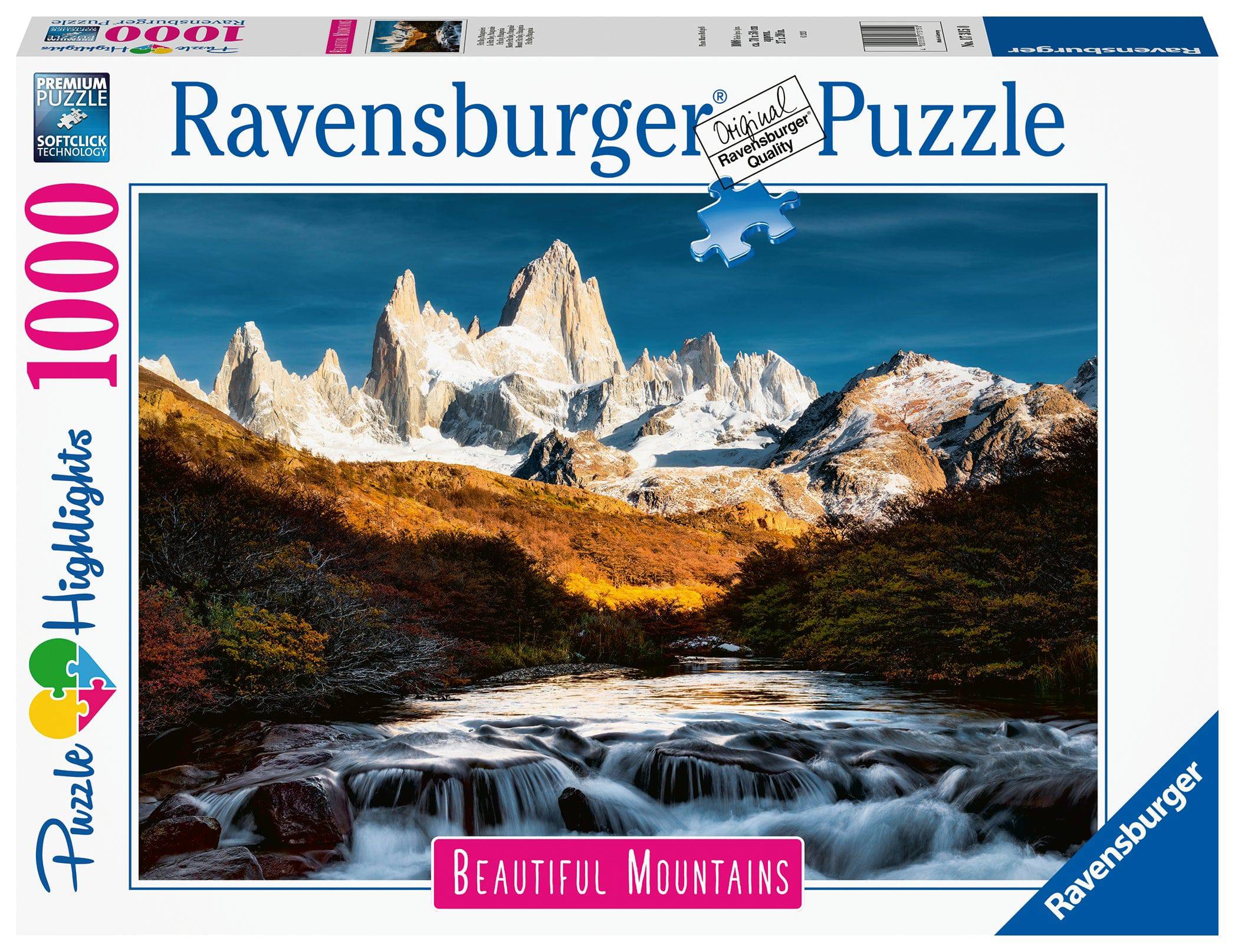 RAVENSBURGER PUZZLE - MOUNT FITZ ROY, PATAGONIA 1000 PIECE - BEAUTIFUL MOUNTAINS COLLECTION