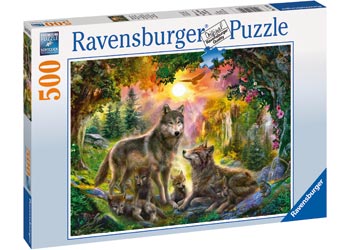 RAVENSBURGER - WOLF FAMILY IN SUNSHINE PUZZLE 500PC