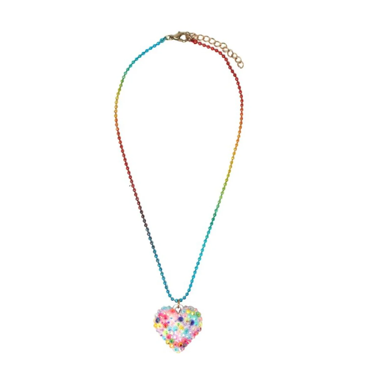 PINK POPPY RHINESTONE HEART BALLCHAIN NECKLACE - Image 3