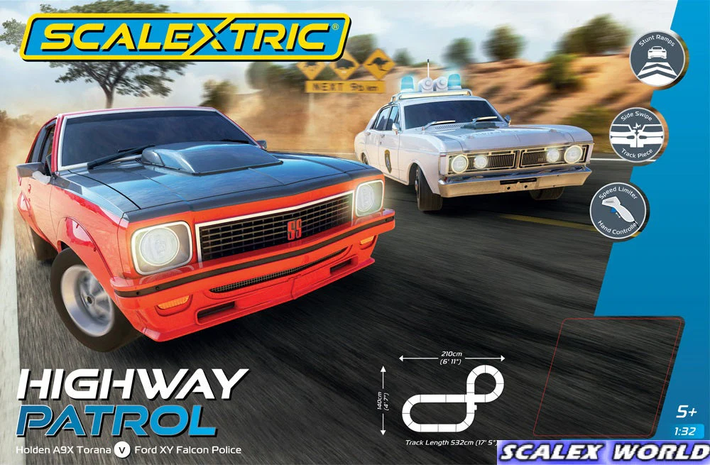 SCALEXTRIC HOLDEN TORANA A9X & POLICE XY FALCON C1430 HIGHWAY PATROL SLOT CAR SET