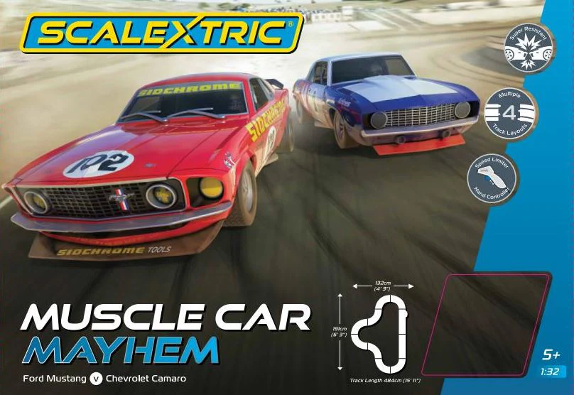 SCALEXTRIC MUSCLE CAR MAYHEM SLOT CAR SET