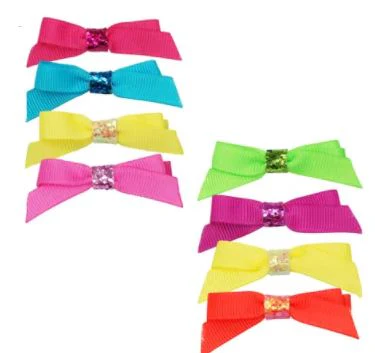 PINK POPPY SET OF 4 NEON BOW HAIR CLIPS
