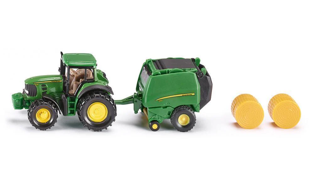 SIKU - JOHN DEERE TRACTOR WITH ROUND BALER