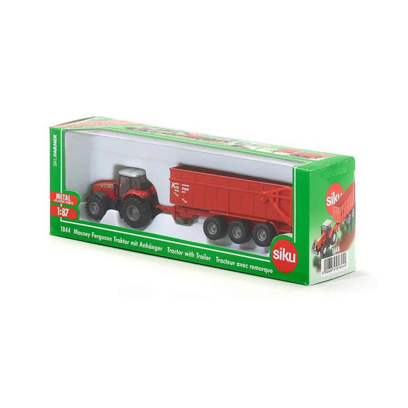 SIKU - MASSEY FERGSON TRACTOR WITH TRAILER - 1:87 SCALE