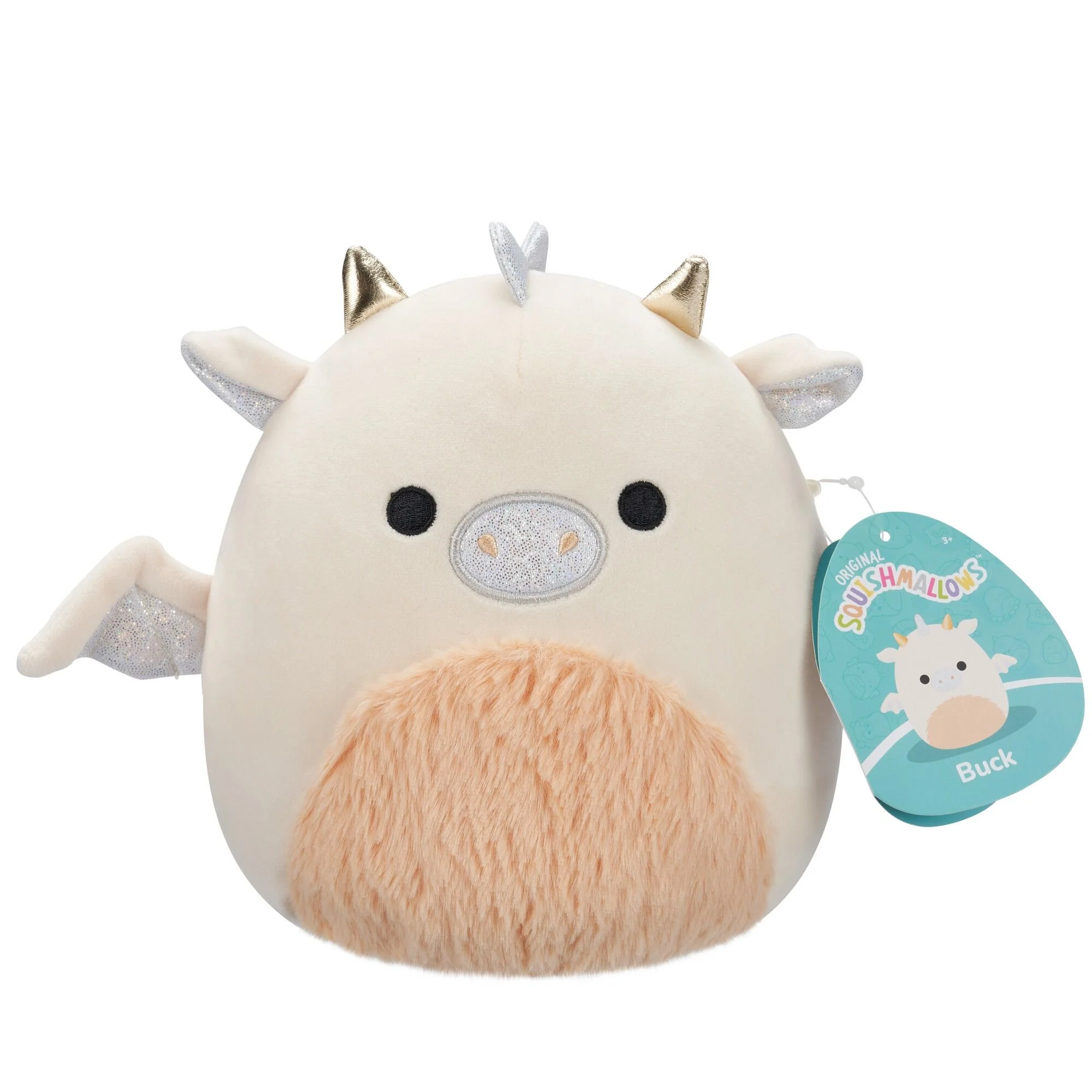 SQUISHMALLOWS 7.5 INCH PLUSH - BUCK THE CREAM AND PEACH FUZZY BELLIED DRAGON
