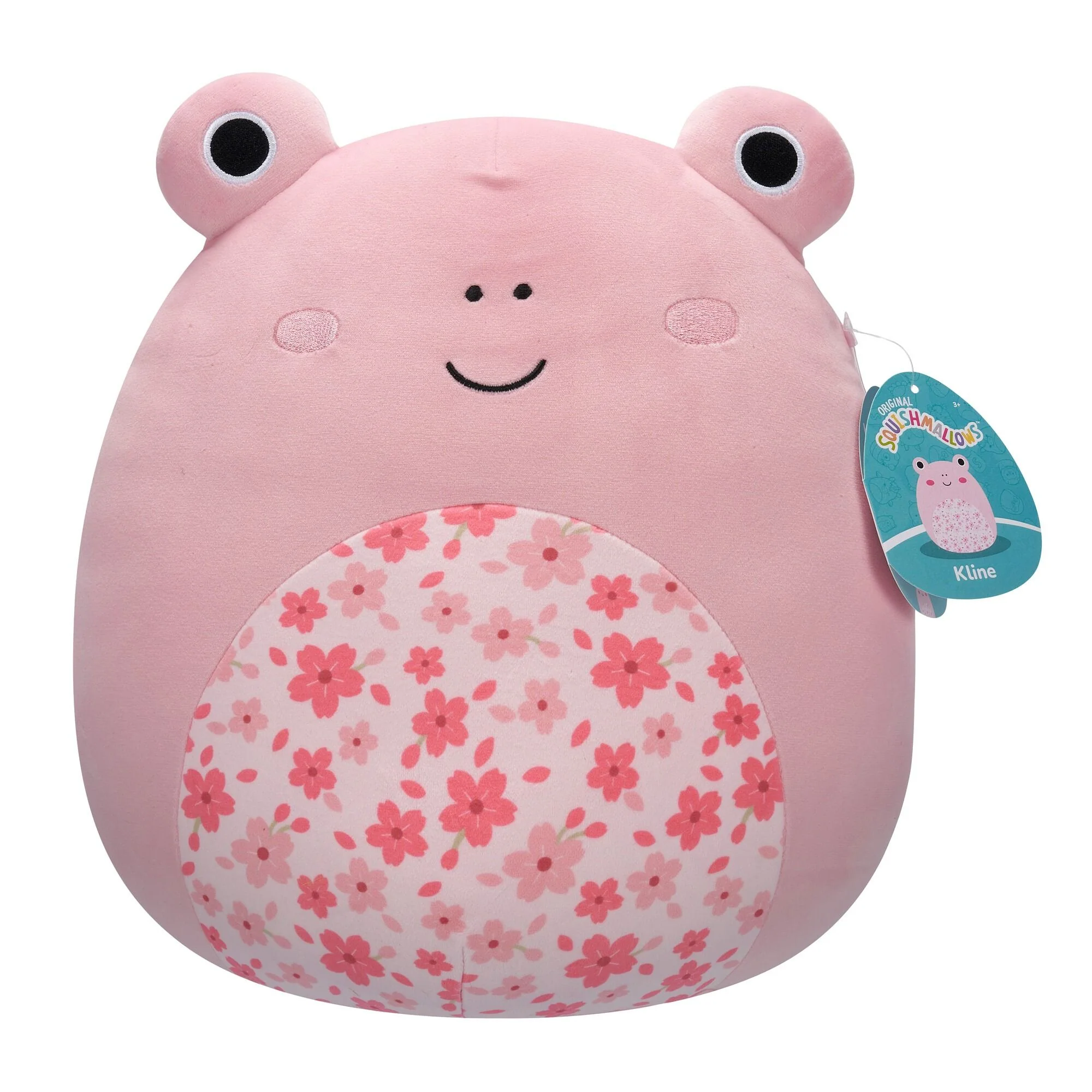SQUISHMALLOWS 7.5 INCH PLUSH - KLINE THE PINK FROG WITH SAKURA FLOWER DETAIL
