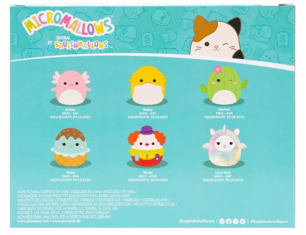 SQUISHMALLOWS - MICROMALLOWS 2.5 INCH 6 PACK - ARCHIE, RODRY, MARITZA, MAYA, BIMBI, AND LUCY-MAY - Image 3