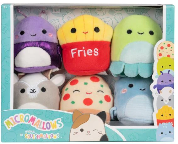 SQUISHMALLOWS - MICROMALLOWS 2.5 INCH 6 PACK - AXEL, PEP, ORPHIE, WALKER, LUNE, AND FLOYD