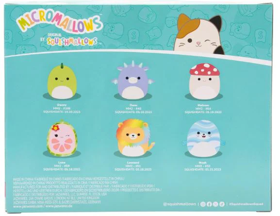 SQUISHMALLOWS - MICROMALLOWS 2.5 INCH 6 PACK - DANNY, DANE, MALCOM, LENA, LEONARD, AND NOAH - Image 2