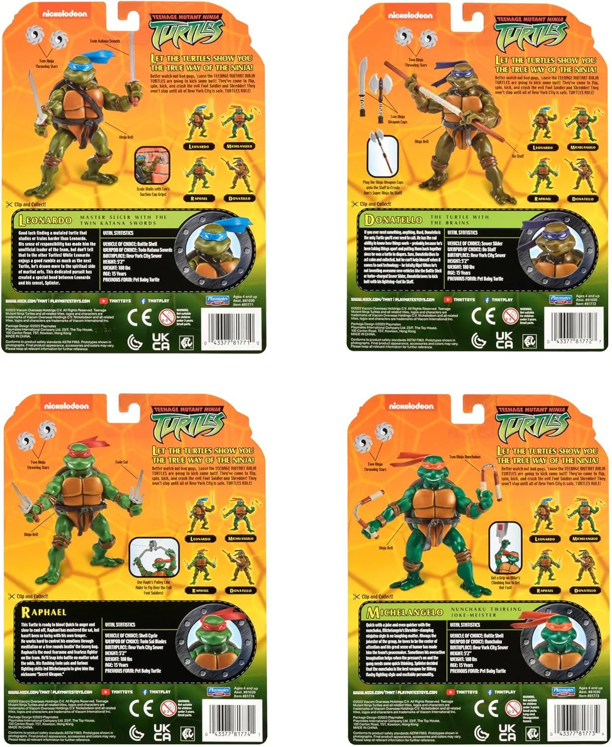TEENAGE MUTANT NINJA TURTLES 2003 CLASSIC TURTLE FIGURE 4 PACK - Image 4