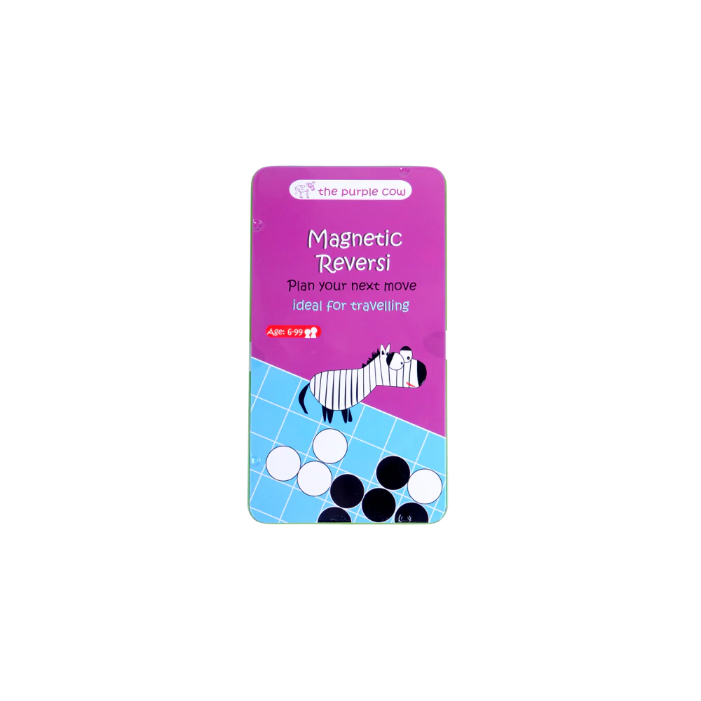 THE PURPLE COW TRAVEL TIN GAME - MAGNETIC  REVERSI