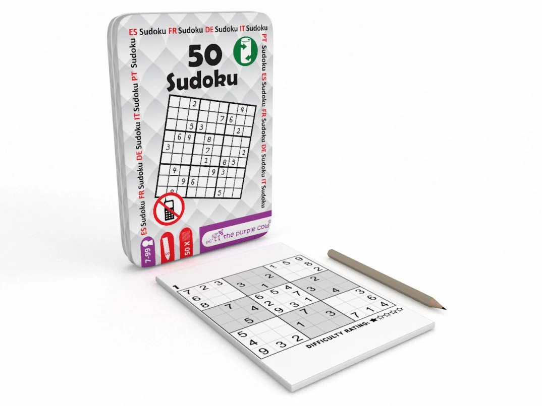THE PURPLE COW TRAVEL TIN OF 50 - SUDOKU