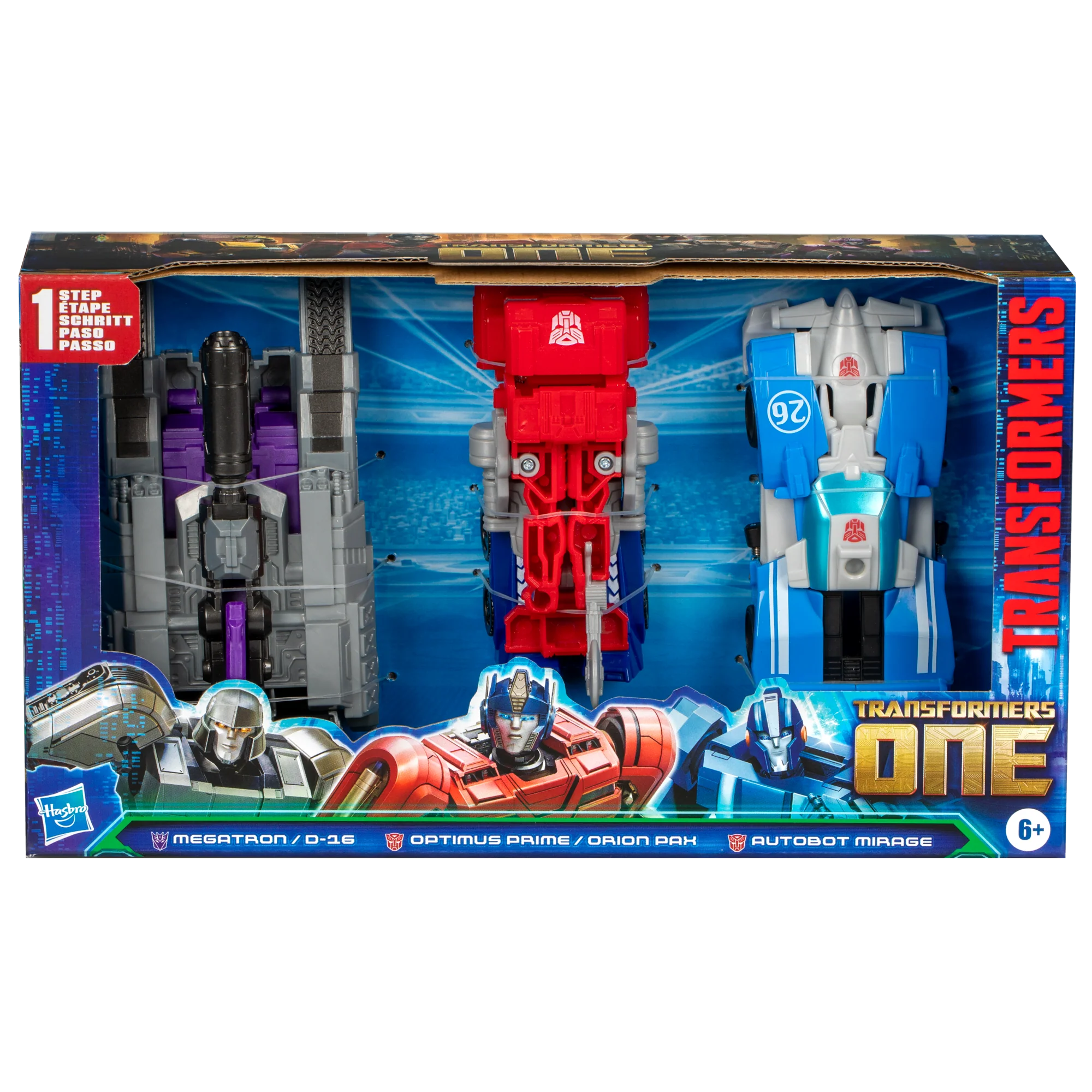 TRANSFORMERS ONE IACON RACING FIGURE 3 PACK - MEGATRON, OPTIMUS PRIME, MIRAGE