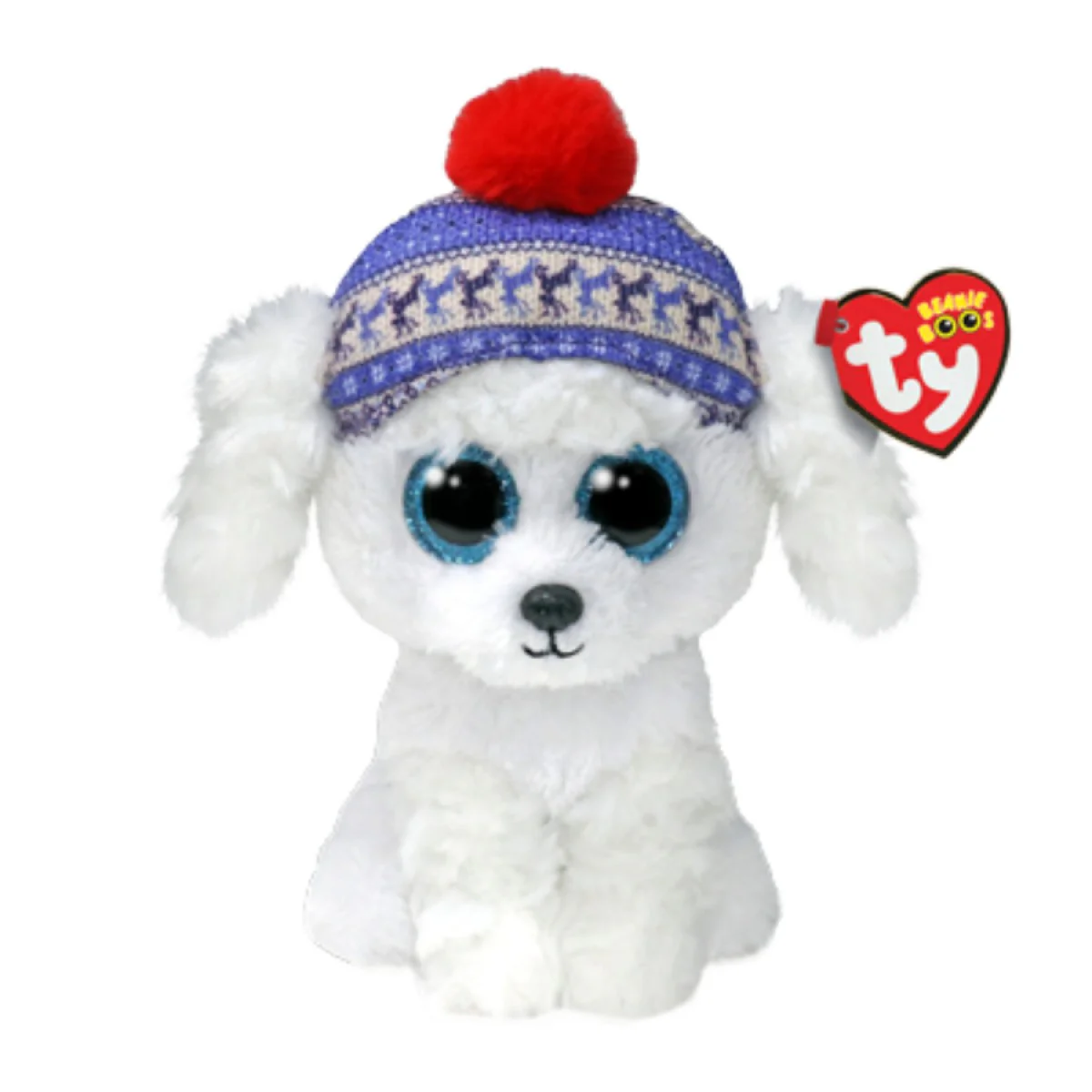 TY BEANIE BOO - CHRISTMAS - 'SLEIGHBELL' WHITE DOG WITH CHRISTMAS HAT REGULAR