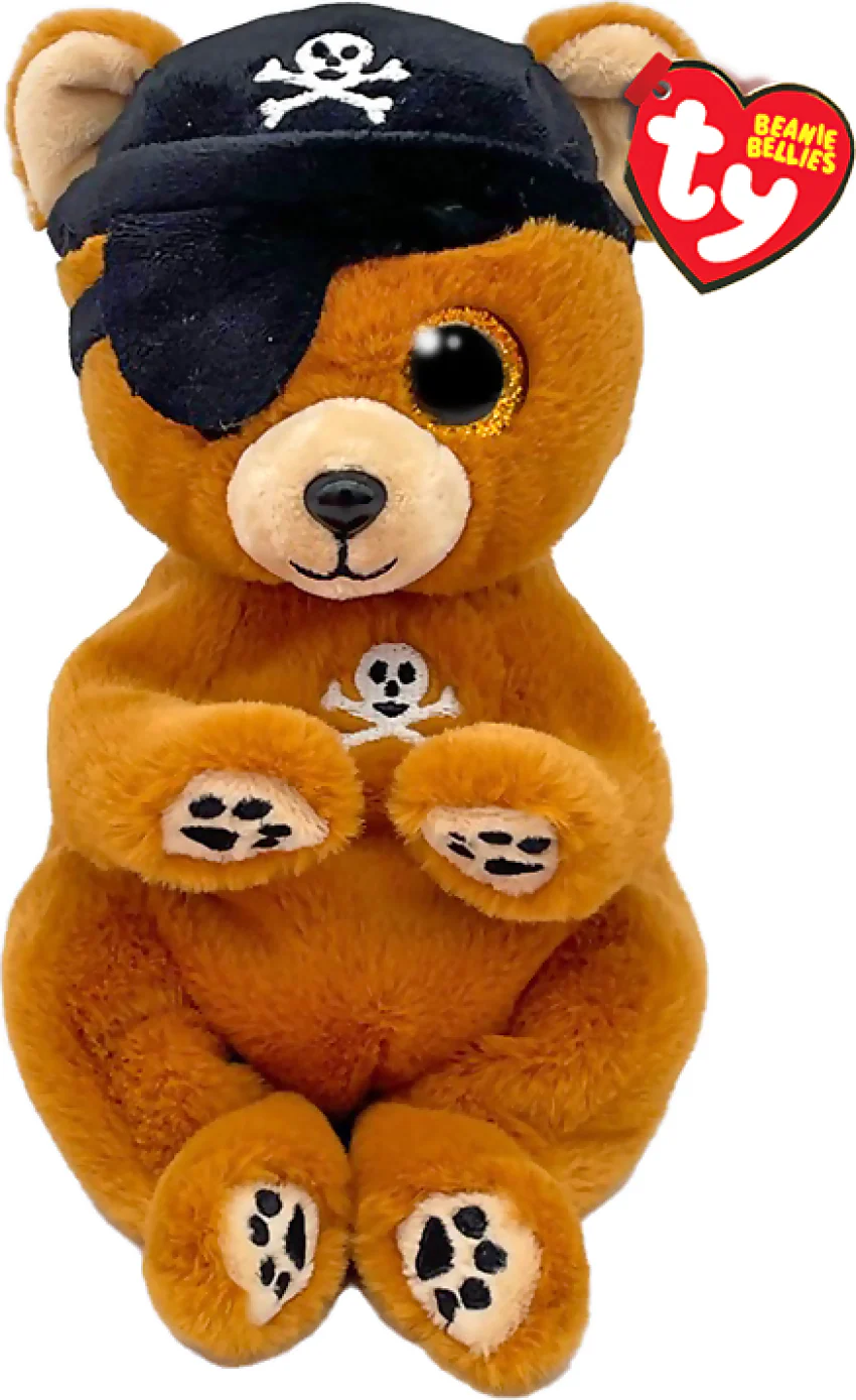 TY BEANIE BOO - SCULLY - BROWN PIRATE BEAR REGULAR