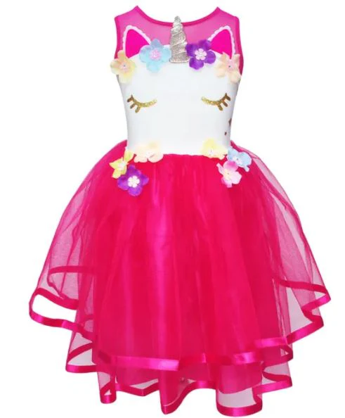 UNICORN DRESS SIZE 5/6 HOT PINK