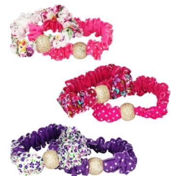 PINK POPPY VINTAGE PRINCESS FABRIC SRUNCHIE DUO
