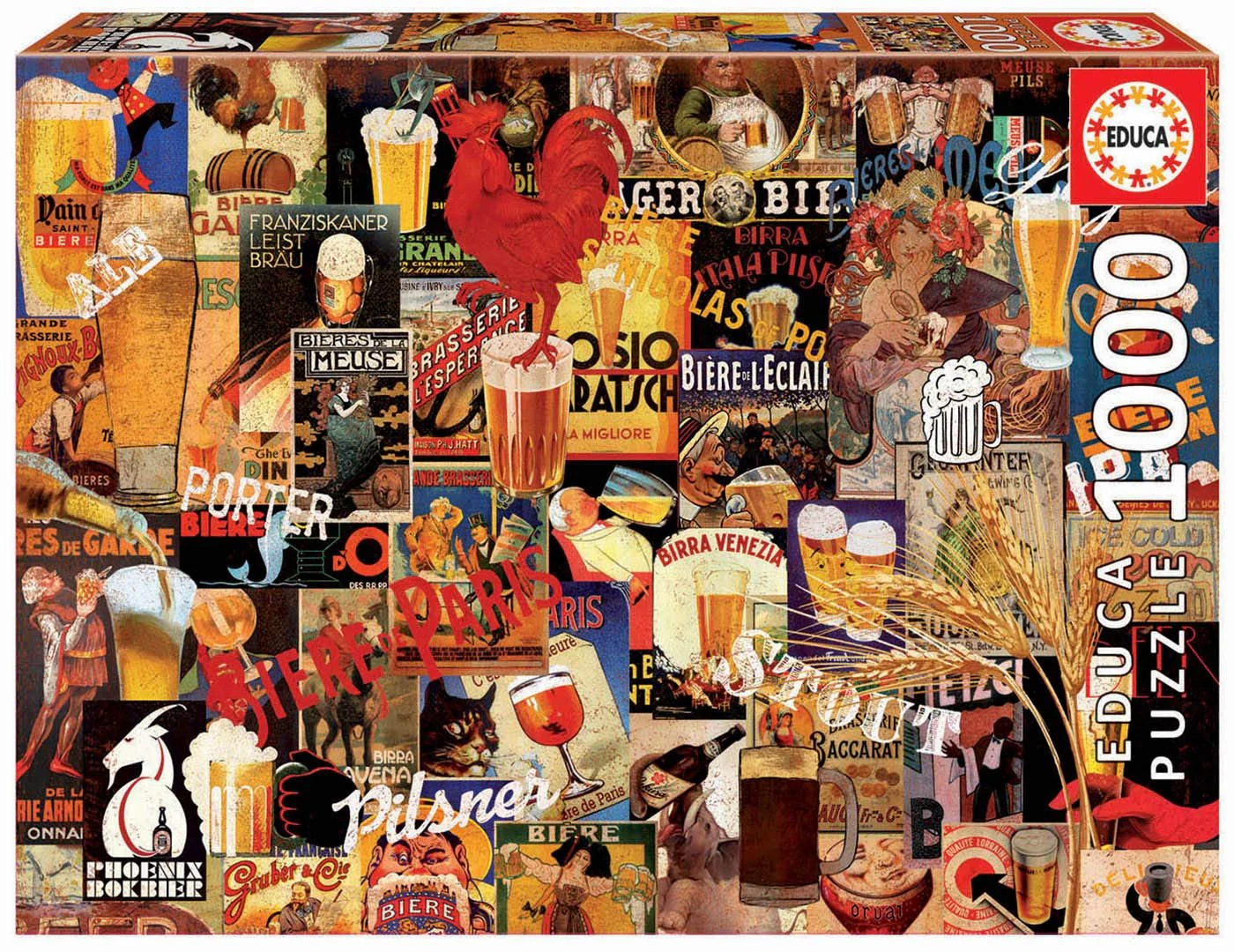 EDUCA - VINTAGE BEER COLLAGE - 1000PC PUZZLE